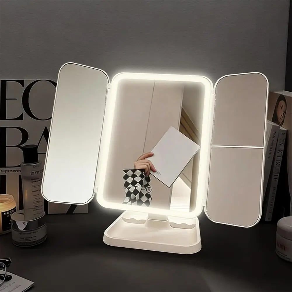 Miroir de Maquillage LED Triptyque – Pliable & Lumineux